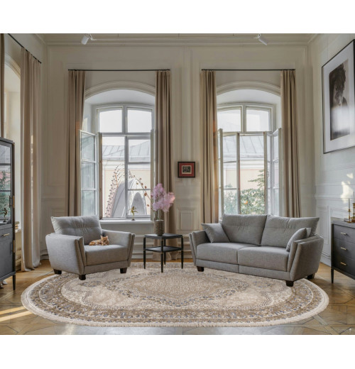 Ковер MOSSO 27226A BEIGE / BLUE Овал 
