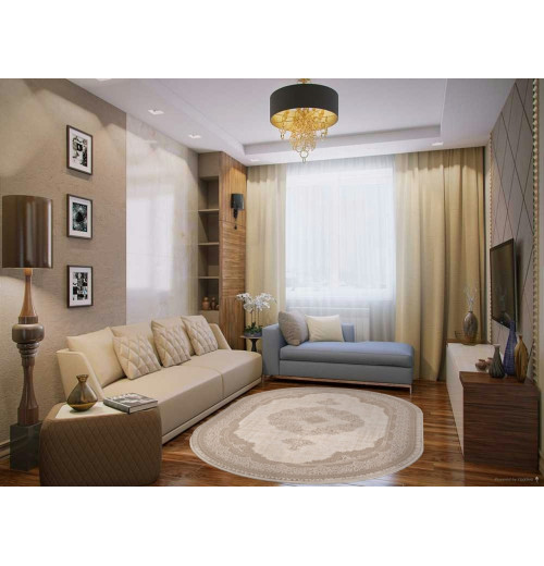 Ковер SIESTA M029A WHITE / LIGHT BEIGE Овал 